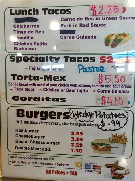 Online Menu of Taco-Mex Hutto, Hutto, TX