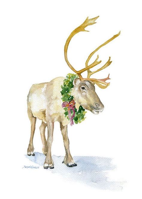 Reindeer Watercolor Painting 8 x 10 Christmas Wall Art | Etsy | 水彩クリスマス, クリスマスウォールアート, クリスマスの絵