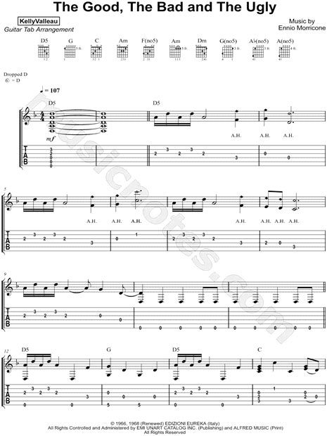 Kelly Valleau "The Good, the Bad and the Ugly" Guitar Tab in D Minor - Download & Print - SKU ...