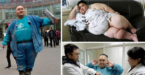 China's fattest man who weighed in at 35 stone sheds a third of his body weight - Daily Star