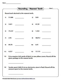 Rounding Decimals Worksheets