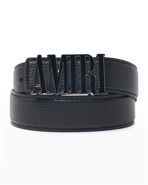 Amiri Men's Leather Logo Belt, 4cm | Neiman Marcus