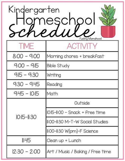 Homeschool daily schedule template free - websiteskoti