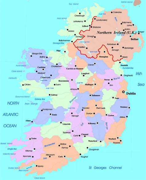 Detailed map of ireland - Map of irelands (Northern Europe - Europe)