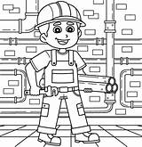 Construction Worker Plumber Coloring Page For Kids 54746802 Vector Art  sketch template