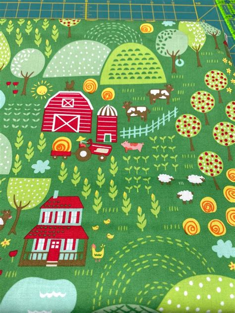 Quilt fabric Farm with cows barns pigs sheep from the Farm Fun | Etsy | Quilt fabric, Farm fun ...