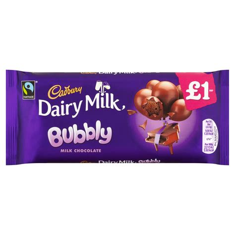 Cadbury Dairy Milk Bubbly £1 Chocolate Bar 90g | Sweets | Iceland Foods