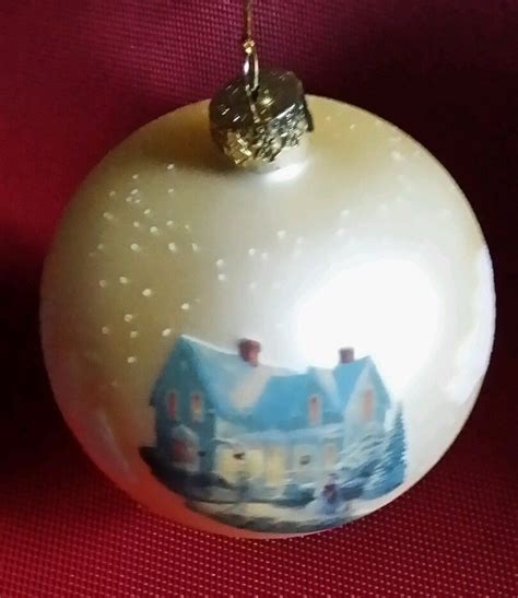 Thomas Kinkade Large Glass Ornament BLESSINGS OF CHRISTMAS Brushworks Collection | Glass ...