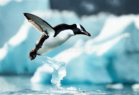 Penguin Jumping from an Iceberg Stock Illustration - Illustration of ...