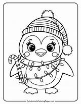 Christmas Penguin Coloring Pages 8 Free Printable PDF  Cute sketch template