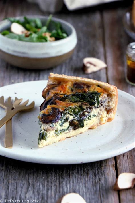 Spinach and Mushroom Quiche - Del's cooking twist