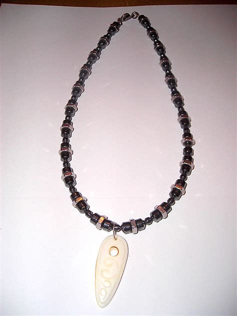 Hematite, Stainless, & Maori Carved Pendant Necklace | Flickr