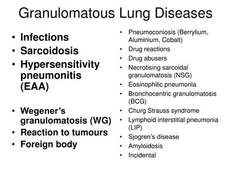 PPT - Granulomatous diseases of the lung PowerPoint Presentation, free download - ID:292707