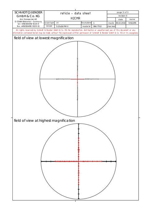 Technical data SCHMIDT & BENDER H2CMR Riflescopes Reticles Subtension…