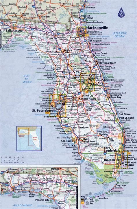 Large Detailed Roads And Highways Map Of Florida State With All - Detailed Road Map Of Florida ...