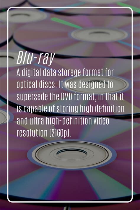 Blu-ray A digital data storage format for optical discs. It was designed to supersede the DVD ...