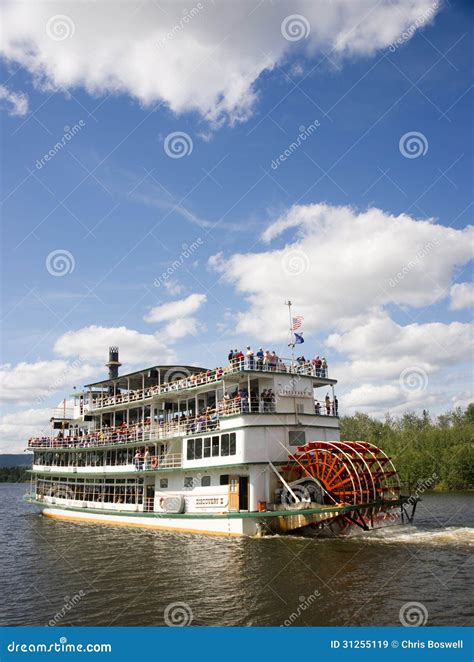 Sternwheeler Riverboat Paddle Steamer Vessel Moves Tourists Down ...