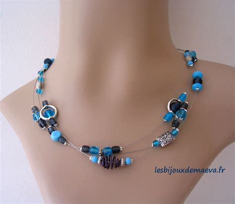 collier fantaisie bleu et turquoise outremer