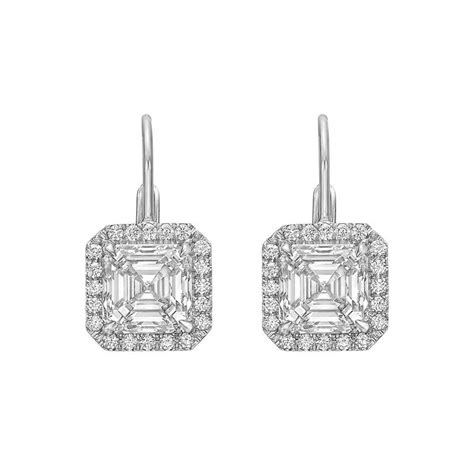 Betteridge Square Emerald-Cut Diamond Halo Drop Earrings '4.35 Carat' at 1stDibs | emerald cut ...