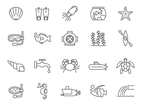 20 Aquatic Vector Icons