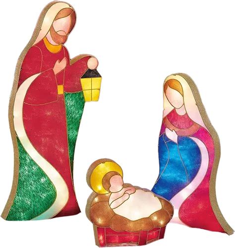 Amazon.com: Lighted Outdoor Nativity Scene, Outdoor Holy Family Christmas Decorations, Pre-Lit ...