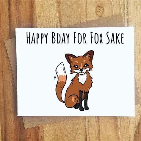 Happy Bday For Fox Sake Fox Pun Greeting Card / Handmade | Etsy