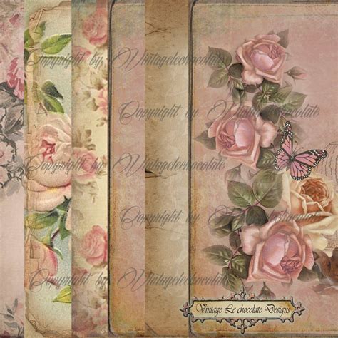 Digital Scrapbook Paper Vintage Floral by VintageLeChocolate