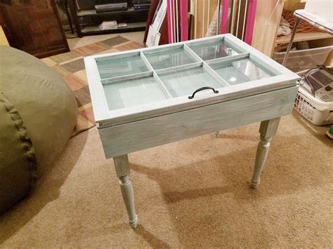 Six pane shadow box end table - window shadow box end table - beach or lake house furniture ...