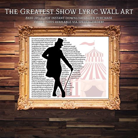 Greatest Showman the Greatest Show Song Lyrics | Etsy