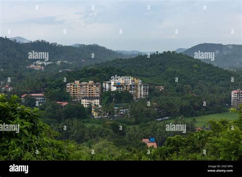 Beautiful view of Ponda City during monsoon season from Shankar Parvati ...