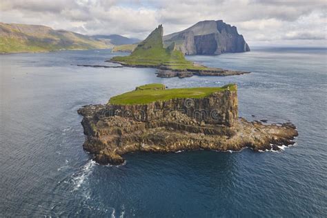 Faroe Islands Dramatic Coastline Viewed from Helicopter. Vagar Flight Stock Image - Image of ...