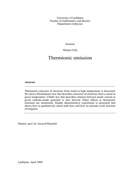 Thermionic emission