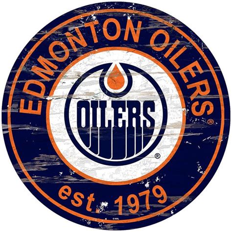 Edmonton Oilers Distressed Round Sign in 2020 | Edmonton oilers, Oilers ...