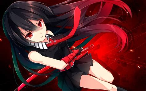 Fond d'écran : illustration, Anime, Filles anime, robe rouge, Akame ga ...