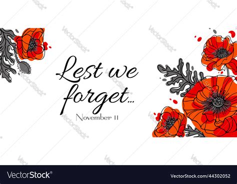 Lest we forget red poppy flower - international Vector Image