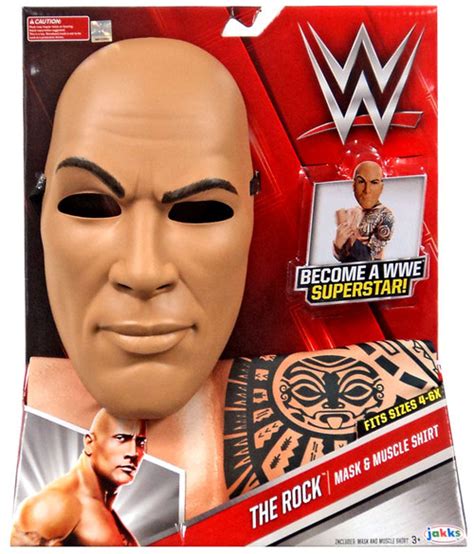 WWE Wrestling The Rock Mask Muscle Shirt Jakks Pacific - ToyWiz