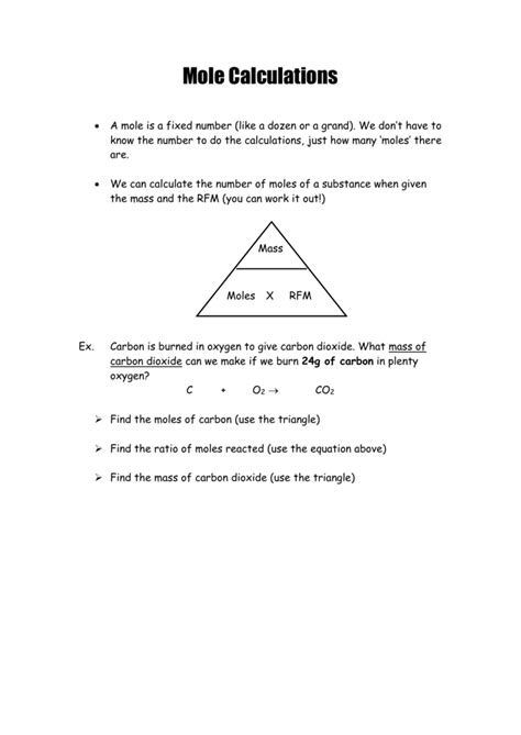 Mole Calculations - Glenalmond Chemistry