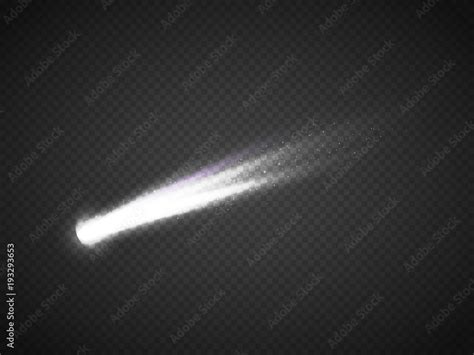 Vector comet with large dust. Falling Star. Glow light effect. Stock ...