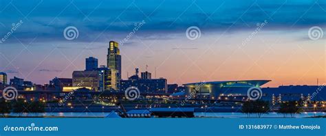 Omaha Nebraska Downtown Skyline at Dusk. Stock Image - Image of ...