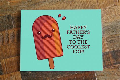 Funny Father's Day Card 'Happy Father's Day to The Coolest Pop' Pun Card for Dad, Mustache, Dad ...