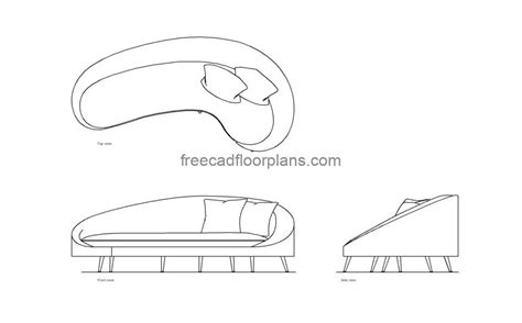 Curved Sofa - Free CAD Drawings