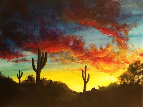 Desert Sunset | Painting, Acrylic painting, Desert sunset