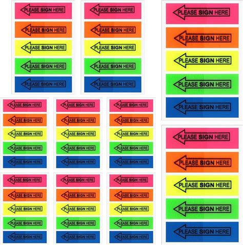 1000 Pcs Sign Here Tabs Sign Here Flags Sign Here Stickers Sign Here Labels Fluorescent Color ...