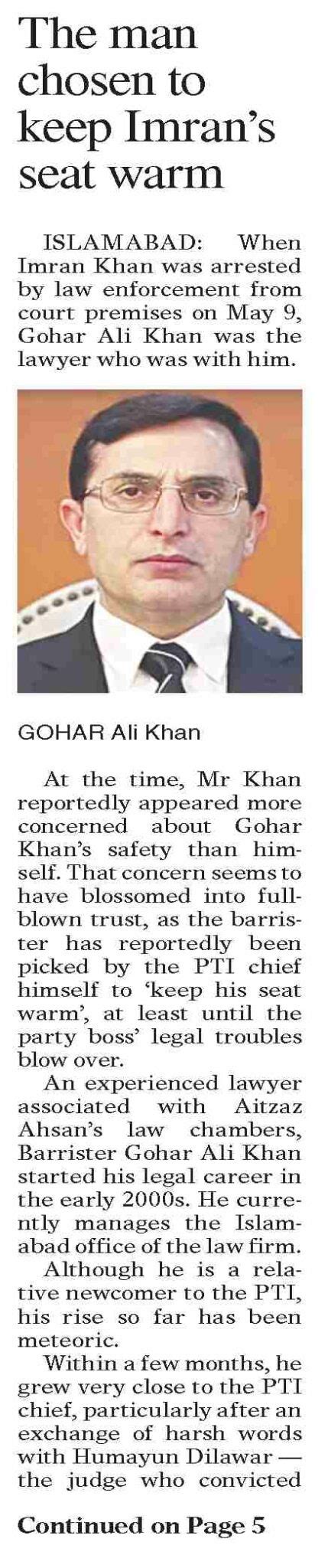 Barrister Gohar Ali Khan Biography Political Background Education ...