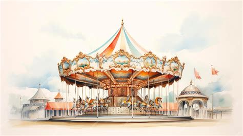 Premium AI Image | Watercolor Vintage Carousel