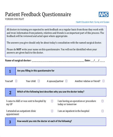 Feedback Questionnaire - 9+ Examples, Format, How to Make, Pdf