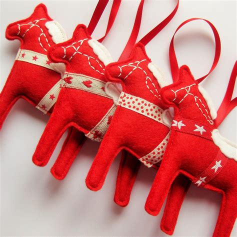 Scandinavian Felt Dala Horse, Christmas Decoration, Swedish Ornament ...