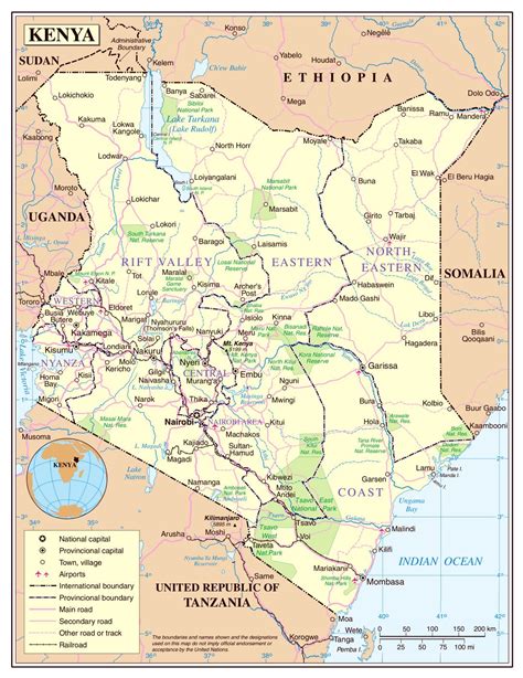 Large detailed political and administrative map of Kenya with roads ...