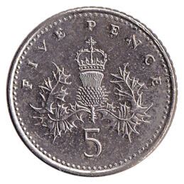 British large style 5p coin - Exchange yours for cash today