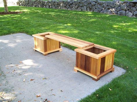 Wood Country Planter/Bench Set, Cedar Stain | Planter bench, Wood planters, Wooden planters